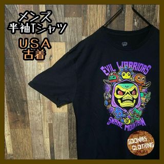 メンズ ブラック キャラクター マンガ L USA古着 半袖 Tシャツ(Tシャツ/カットソー(半袖/袖なし))