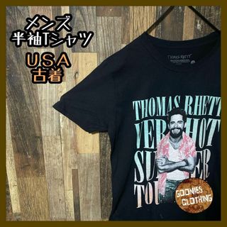 メンズ ブラック 歌手 人物 トーマスレット M USA古着 半袖 Tシャツ(Tシャツ/カットソー(半袖/袖なし))