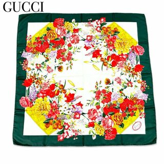 グッチ(Gucci)のグッチ シルク100% 大判 フラワー スカーフ ストール ショール レディース(バンダナ/スカーフ)