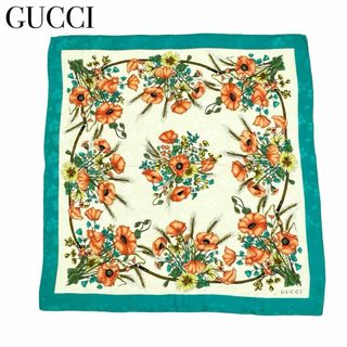 グッチ(Gucci)のグッチ フラワー 花束 スカーフ ストール ショール レディース グリーン(バンダナ/スカーフ)