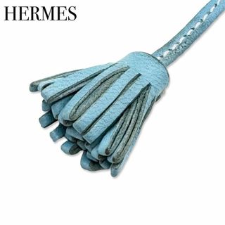 エルメス(Hermes)のエルメス カルメンチータ レザー タッセル しおり ブックマーク 文房具 ブルー(キーホルダー)