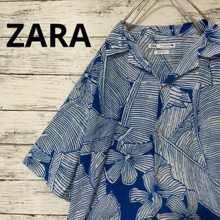 ザラ(ZARA)のZARA シアサッカーアロハシャツ オープンカラーシャツ 半袖シャツ 開襟シャツ(シャツ)