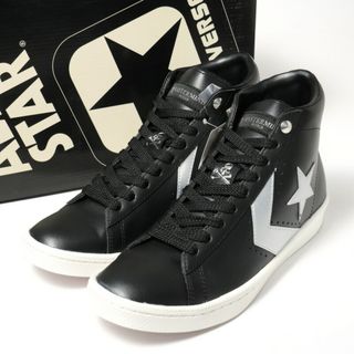 ■未使用品■ 2022SS■MASTERMIND × Converse PRO LEATHER HI マスターマインド コンバース プロ レザー ハイカット スニーカー 靴 US9/27cm ブラック 20240325/GP4665(スニーカー)