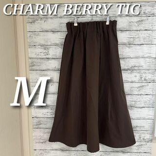 CHARM BERRY TIC ロングスカート　フレア　ウエストゴム　茶色系　M(ロングスカート)