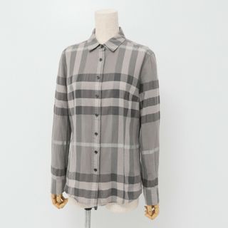 バーバリー(BURBERRY)のBURBERRY LONDON バーバリー 長袖 シャツ レディース サイズ38 グレー チェック柄 ブランド古着【中古】20240422/GP5110(シャツ/ブラウス(長袖/七分))