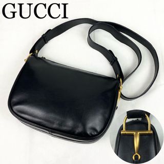 グッチ(Gucci)の希少✨GUCCI ショルダーバッグ　ホースビット　ブラック　レザー　ゴールド金具(ショルダーバッグ)