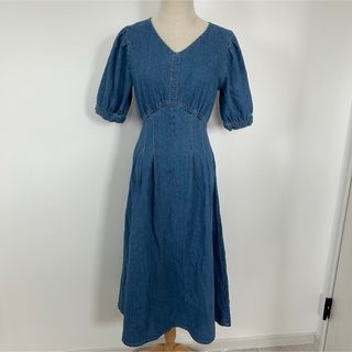 axes femme - axes femme デニム　ワンピース　Ｖネック　半袖　美品　ロング丈　