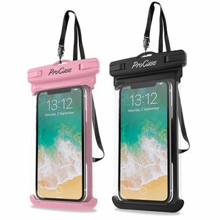 【色: ピンク/ブラック】ProCase [2個セット]防水ケース IPX8認定(その他)