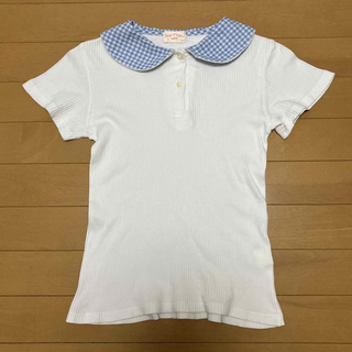 リブTシャツ　ブルー×ホワイト　140(Tシャツ/カットソー)
