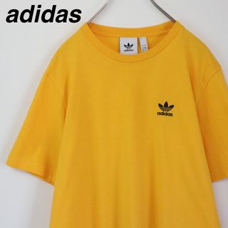 adidas - 【大人気】アディダス／Tシャツ　刺繍ロゴ　トレフォイルロゴ　イエロー　M　無地