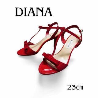 ダイアナ(DIANA)の✨美品✨ DIANA ダイアナ　サンダル　パンプス23cmヒール高7.5cm　赤(ハイヒール/パンプス)