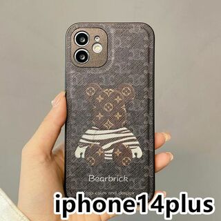 iphone14plusケース 熊 ブラウン57(iPhoneケース)
