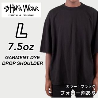 新品未使用 シャカウェアドロップショルダー ガーメントダイ Tシャツ 黒 L(Tシャツ/カットソー(半袖/袖なし))