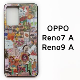 OPPO Reno7 A Reno9 A コラージュ 犬猫 カバー(Androidケース)