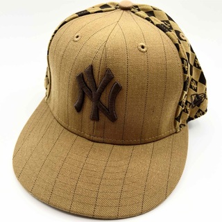 ニューエラー(NEW ERA)の良品 ニューエラ ニューヨークヤンキース キャップ 帽子 ブラウン チェック(キャップ)