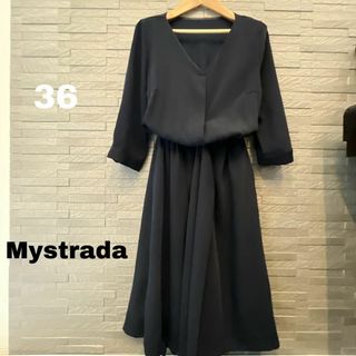 マイストラーダ(Mystrada)のマイストラーダ ワンピース 七分袖 ロングドレス　紺 ネイビー　シフォンドレス(ロングドレス)