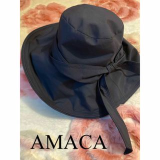 アマカ(AMACA)の美品◆ AMACA ◆ 洗える ハット 帽子 ネイビー(ハット)