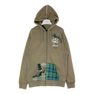 ステューシー(STUSSY)の★STUSSY ステューシー カモフラ チェック 89 Spell Out Big Logo パーカー カーキ sizeL(パーカー)