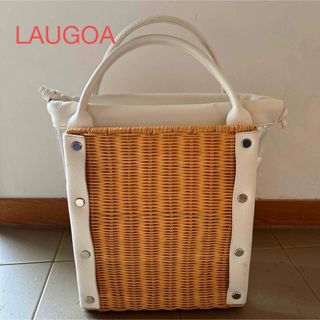 ラウゴア(Laugoa)の【美品】LAUGOA  スタッズカゴバッグ　クリア巾着デザイン(かごバッグ/ストローバッグ)