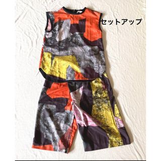 rukkilill - 手書き風　ルッキリル　セットアップ　ワイド　ラップ　パンツ　ノースリーブ