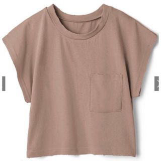 GRL  ポケット付きクラッシュショート丈Tシャツ