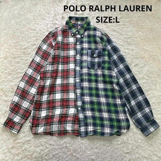 ポロラルフローレン(POLO RALPH LAUREN)のラルフローレン インド製 麻100% クレイジーパターンチェック柄リネンシャツ(シャツ)