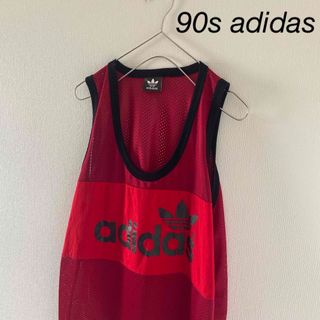 アディダス(adidas)の90sadidasアディダスタンクトップメッシュレッズ赤メンズノースリーブ(タンクトップ)