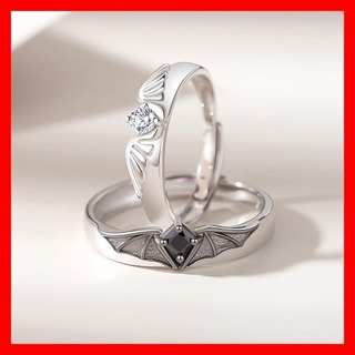 指輪 リング 天使 悪魔 フリーサイズ バラ売り可 韓国 ペアリング プレゼント(リング(指輪))