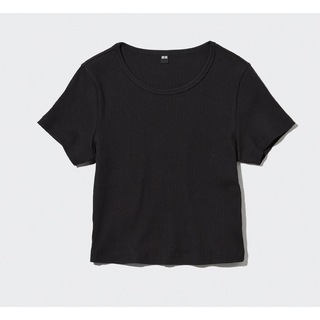 ユニクロ(UNIQLO)の♡新品未使用品 リブクロップドＴ(Tシャツ/カットソー(半袖/袖なし))