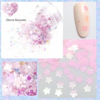 B-桜の花のホログラム&桜のホロ入りグリッターセット(ネイル用品)