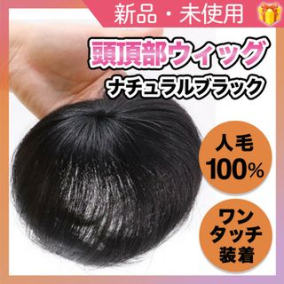 頭頂部 ウィッグ 部分かつら ヘアピース 自然 ブラック つけ毛 メンズ にも(その他)