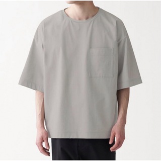 ムジルシリョウヒン(MUJI (無印良品))のMUJI 乾きやすい縦横ストレッチUVカットクルーネックＴシャツ　S〜M グレー(Tシャツ/カットソー(半袖/袖なし))