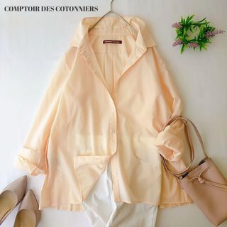 コントワーデコトニエ(Comptoir des cotonniers)のコントワーデコトニエ　☆超美品　サーモンピンク　長袖シアーシャツ　ゆったり(シャツ/ブラウス(長袖/七分))