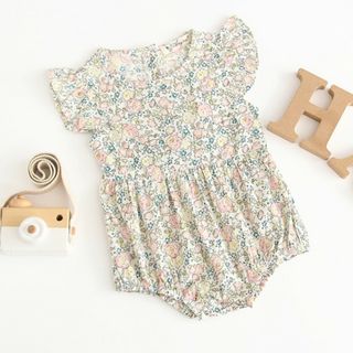 ベビーギャップ(babyGAP)の【残り1点】花柄ロンパース　♡ リバティ 姉妹リンクコーデにも 80(ロンパース)