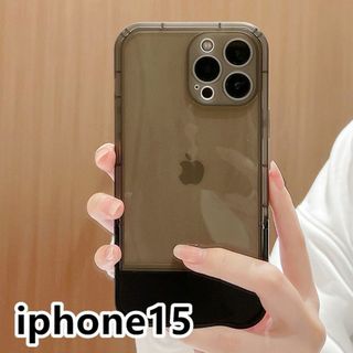 iphone15ケース カーバースタンド付き ブラック 661(iPhoneケース)