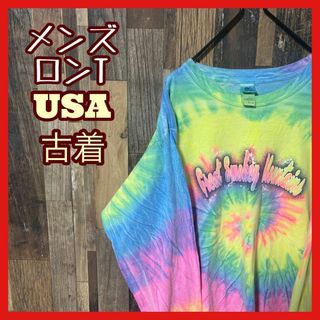 タイダイ柄 メンズ L プリント ロンT USA古着 90s 長袖 Tシャツ(Tシャツ/カットソー(七分/長袖))