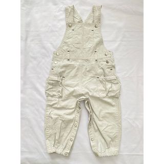 プチバトー(PETIT BATEAU)のプチバトー　90 白　ホワイト　オーバーオール　カーゴパンツ　(パンツ/スパッツ)