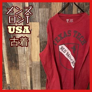 レッド プリント メンズ M ロンT USA古着 90s 長袖 Tシャツ(Tシャツ/カットソー(七分/長袖))