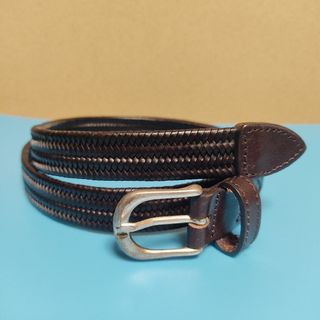 サドラーズ(Saddler's)の630メンズsaddleersレザーメッシュベルトブラウン✕シルバーフリーサイズ(ベルト)