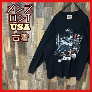 レース プリント ブラック L メンズ USA古着 90s 長袖 Tシャツ(Tシャツ/カットソー(七分/長袖))