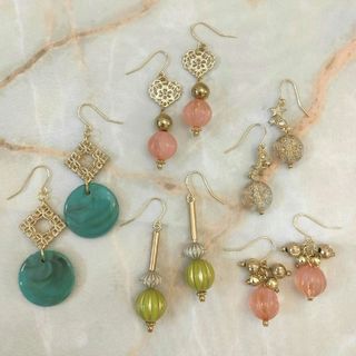 アクリルビーズピアス5個セット