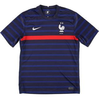 ナイキ(NIKE)の古着 ナイキ NIKE DRI-FIT フランスサッカー連盟 ボーダー柄 サッカーユニフォーム ゲームシャツ メンズM /eaa452247(Tシャツ/カットソー(半袖/袖なし))