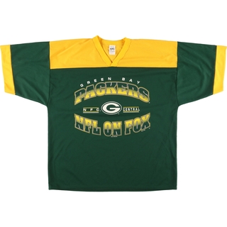 古着 90年代 NFL ON FOX NFL GREEN BAY PACKERS グリーンベイパッカーズ Vネック メッシュ ゲームシャツ フットボールシャツ USA製 メンズXL /eaa452254(Tシャツ/カットソー(半袖/袖なし))