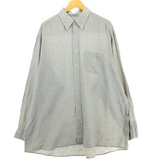 Brooks Brothers - 古着 ブルックスブラザーズ Brooks Brothers Est.1818 SPORT SHIRT チェック 長袖 リネン ボタンダウンシャツ メンズXL /eaa452313