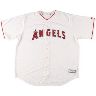 古着 Majestic MLB LOS ANGELES ANGELS ロサンゼルスエンゼルス ゲームシャツ ベースボールシャツ メンズXXL /eaa452064(シャツ)