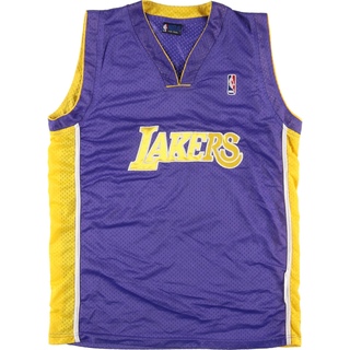 古着 90年代 NBA LOS ANGELES LAKERS ロサンゼルスレイカーズ Vネック メッシュタンクトップ ゲームシャツ メンズXL ヴィンテージ /eaa452242(タンクトップ)