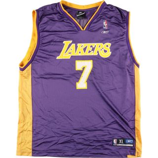 リーボック(Reebok)の古着 リーボック Reebok NBA LOS ANGELES LAKERS ロサンゼルスレイカーズ Vネック ゲームシャツ レプリカユニフォーム メンズXL /eaa452068(タンクトップ)