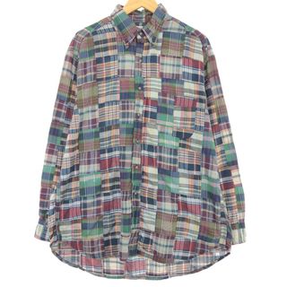 ブルックスブラザース(Brooks Brothers)の古着 ブルックスブラザーズ Brooks Brothers Est.1818 SPORT SHIRT パッチワーク 長袖 ボタンダウンチェックシャツ メンズL/eaa452325(シャツ)