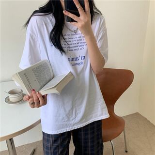 ロゴティシャツ半袖　韓国 ホワイト(Tシャツ(半袖/袖なし))