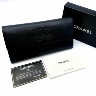 CHANEL - 【最高美品】付属品付き！ シャネル デカココ フラップ 長財布 キャビアスキン